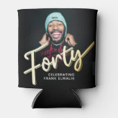 40のスクリプト金ゴールド40の誕生日の写真 缶クーラー (正面)