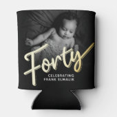 40のスクリプト金ゴールド40の誕生日の写真 缶クーラー (裏面)