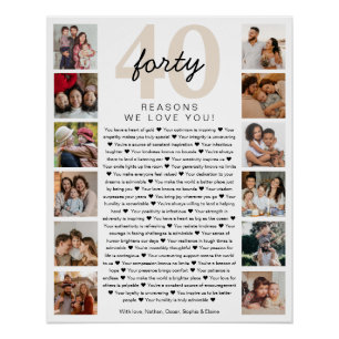 40の理由あなたが大好き誕生日記念ギフト ポスター