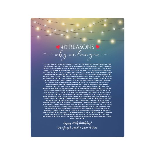 40の理由で君の青い光が好きだ メタルプリント (正面)