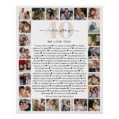 40の理由を愛するフォトコラージュ記念ギフト ポスター (正面)