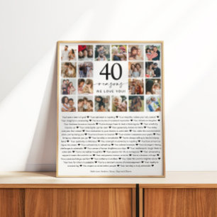 40の理由を愛するフォトコラージュ記念ギフト ポスター