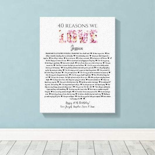 40の理由を愛する誕生日ギフトお母さん姉妹 キャンバスプリント (インサイチュ (ウッドフロア))