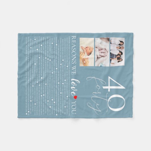 40の理由私たちがあなたを愛する理由写真の理由 フリースブランケット (正面(横))