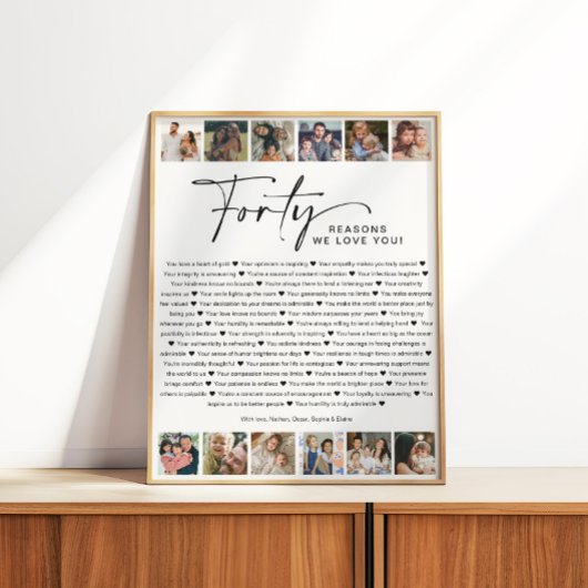 40の理由We Love You誕生日Photo Collage ポスター
