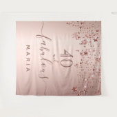 40の素敵な誕生日スター ローズゴールド グリッター グラム タペストリー (正面(横))