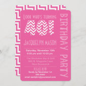 40の誕生日の招待状を回しているピンクの一見 招待状 (正面/裏面)