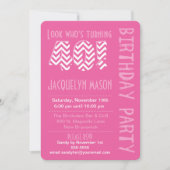 40の誕生日の招待状を回しているピンクの一見 招待状 (正面)