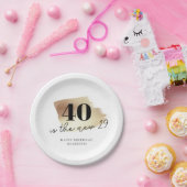 40は新しい29金ゴールドブラック40th誕生日パーティー ペーパープレート (パーティー)