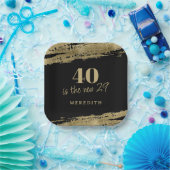 40は新しい29金ゴールドブラック40th誕生日パーティー ペーパープレート (パーティー)