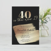 40は新しい29金ゴールドブラック40th誕生日パーティー 招待状 (スタンド正面)