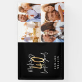 40を良い黒と金ゴールドの写真に見せ数々のる 横断幕 (縦)