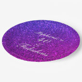 40アンドファビュラス誕生日ピンクパープルグリッター ペーパープレート (アングル)