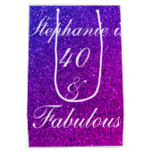 40アンドファビュラス誕生日ピンクパープルグリッター ミディアムペーパーバッグ (裏面)