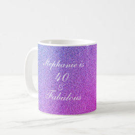 40アンドファビュラス誕生日ピンク赤面グラデーショングリッター コーヒーマグカップ