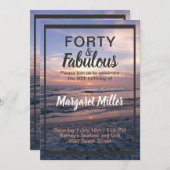 40アンドファブラスビーチサンセット誕生日招待状 招待状 (正面/裏面)