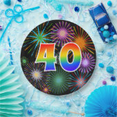 40イベント-おもしろいカラフル、はっきりした、虹40 ペーパープレート (パーティー)