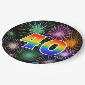 40イベント-おもしろいカラフル、はっきりした、虹40 ペーパープレート (アングル)