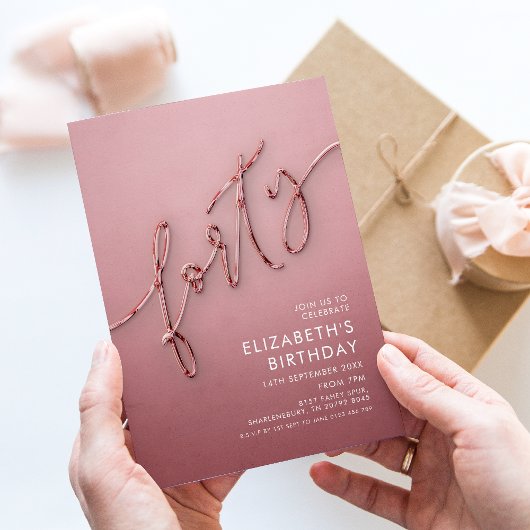 40エレガントモダン歳の誕生日 招待状