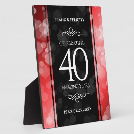 40エレガント回Ruby結婚記念日お祝い フォトプラーク (側面)
