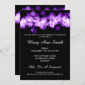 40エレガント歳の誕生日パーティー紫《写真》ぼけ味灯 招待状 (正面/裏面)