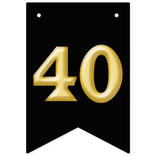 40エレガント番目の金ゴールド炭モダンパーティー バンティングフラッグ (第2の旗)