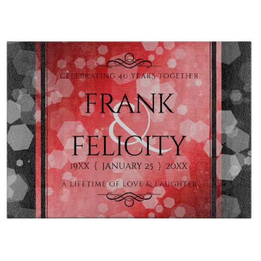 40エレガントth 80th Rubyの結婚記念日 カッティングボード (正面)