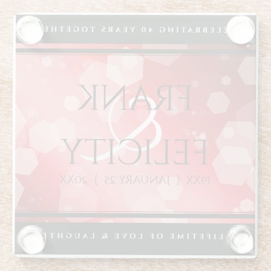 40エレガントth 80th Rubyの結婚記念日 ガラスコースター (裏面)