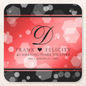 40エレガントth 80th Rubyの結婚記念日 スクエアペーパーコースター (正面)