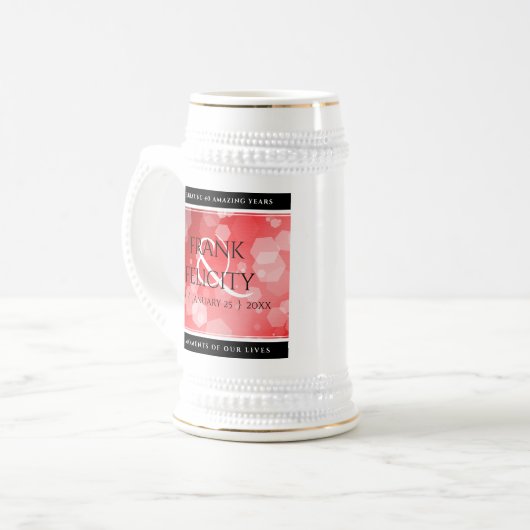 40エレガントth 80th Rubyの結婚記念日 ビールジョッキ (正面左)