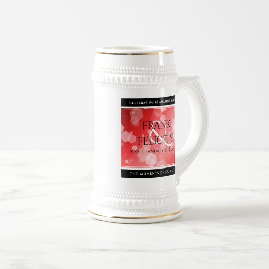 40エレガントth 80th Rubyの結婚記念日 ビールジョッキ (正面右)