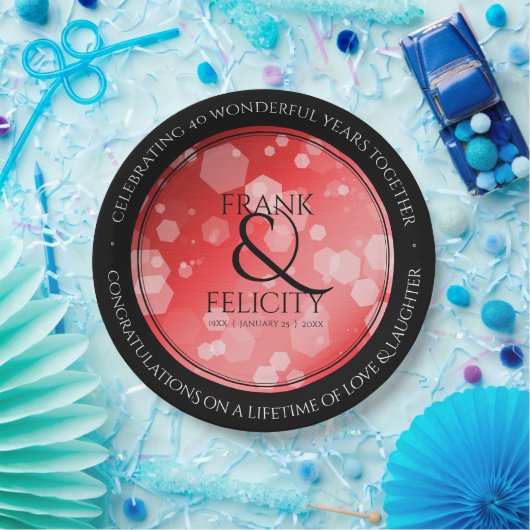 40エレガントth 80th Rubyの結婚記念日 ペーパープレート (パーティー)