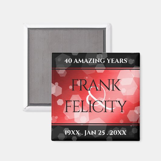 40エレガントth 80th Rubyの結婚記念日 マグネット (正面/裏面)