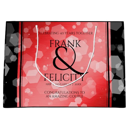 40エレガントth 80th Rubyの結婚記念日 ラージペーパーバッグ (正面)