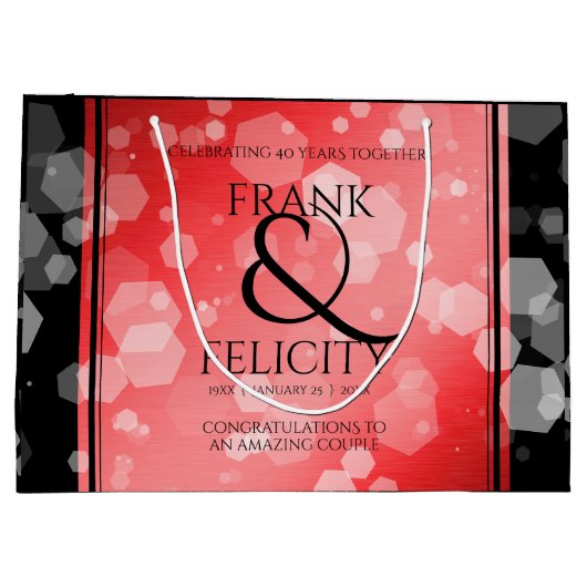 40エレガントth 80th Rubyの結婚記念日 ラージペーパーバッグ (裏面)