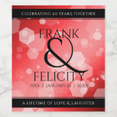 40エレガントth 80th Rubyの結婚記念日 ワインラベル (シングルラベル)