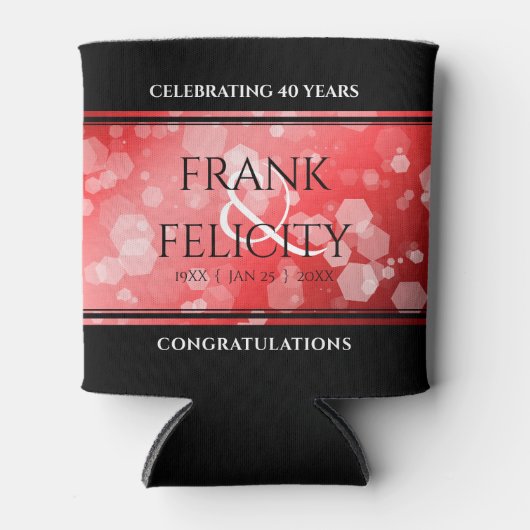 40エレガントth 80th Rubyの結婚記念日 缶クーラー (正面)