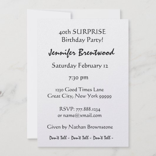 40カスタム回目の誕生日パーティーの招待 招待状 (裏面)