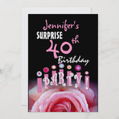 40カスタム回目の誕生日パーティーの招待 招待状 (正面/裏面)