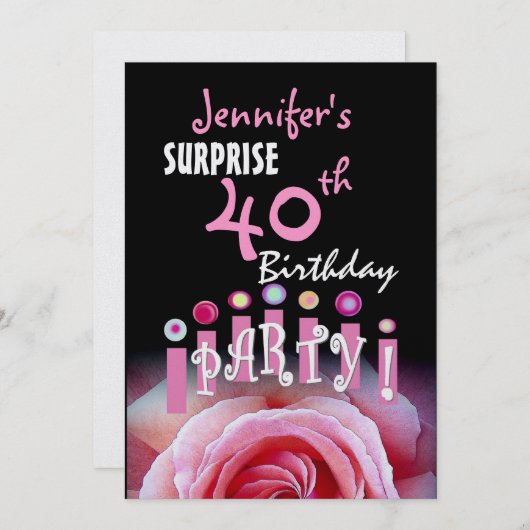 40カスタム回目の誕生日パーティーの招待 招待状 (正面/裏面)