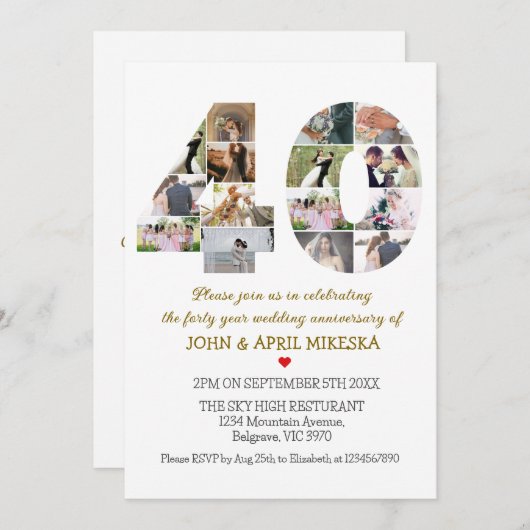 40カスタム年結婚記念撮影 招待状 (正面/裏面)