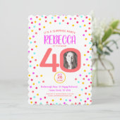 40カスタム日カラフルサンゴ紙吹雪 招待状 (スタンド正面)