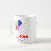 40カラフル歳の誕生日バルーン コーヒーマグカップ (正面左)