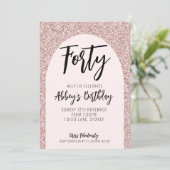 40グリッターバラ金ゴールドアーチ誕生日招待状 招待状 (スタンド正面)