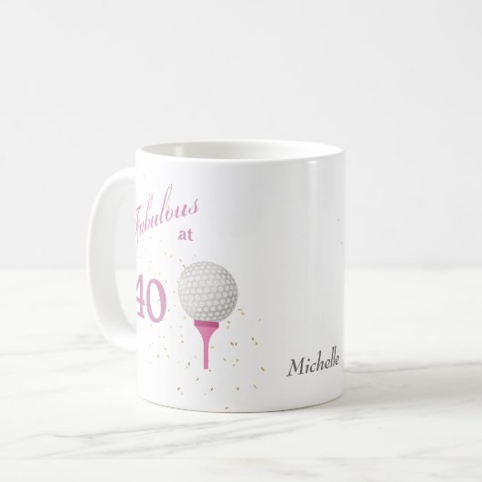 40ゴルフで素晴パーソナライズされたらしい コーヒーマグカップ (正面左)