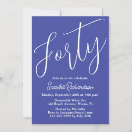 40スクリプモダントラベンダーパープル40歳の誕生日 招待状