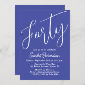 40スクリプモダントラベンダーパープル40歳の誕生日 招待状 (正面/裏面)