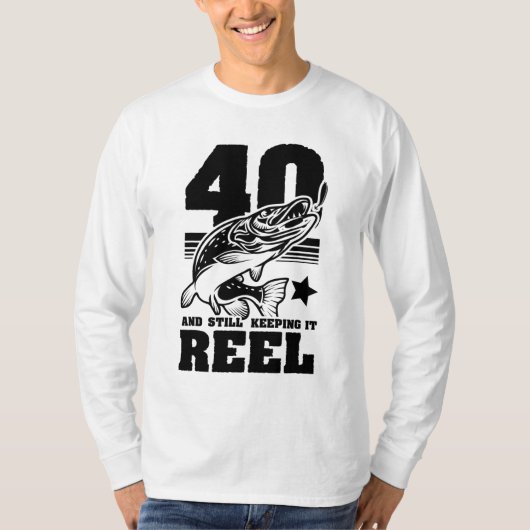 40スティル保ズItリール40th誕生日魚釣りGif Tシャツ (正面)