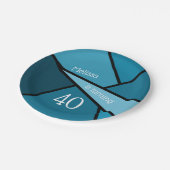 40ティール（緑がかった色）モダン幾何学長誕生日 ペーパープレート (アングル)