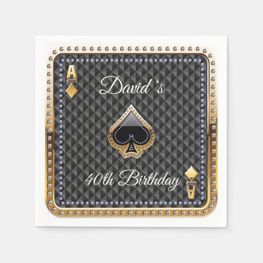 40トランプのポーカー遊ズカードカジノ誕生日ナプキンス スタンダードカクテルナプキン (正面)